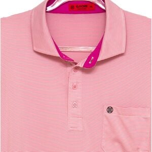 G/Fore Golf Polo Pink and White Stripe Golf Performance Shirt Mens XL Pin Stripe